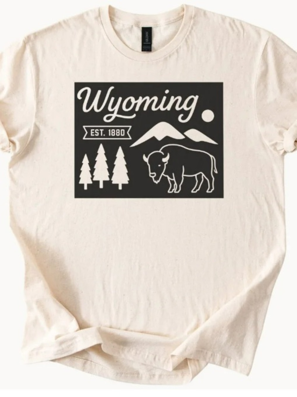 Wyoming Buffalo Graphic T Shirt Nature Mountains Pine Trees Sun Est